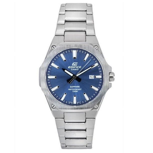 Casio Reloj Edifice Analógico de Cuarzo para Hombre, con Cristal de Zafiro, Caja de Acero Inoxidable y Esfera Azul, Modelo EFR-S108D-2A, Resistente Al Agua hasta 100 M.