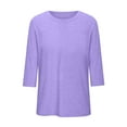 thumbnail image 4 of UAMVSH Plus Size Tops for Womens Soft 3/4 Sleeve Crew Neck Casual T Shirts Loose Fit Solid Color Blouses Ladies Oversized Fall Tee Clothes(4X-Large,Purple), 4 of 4
