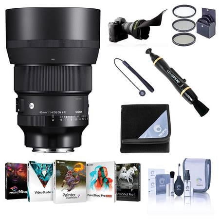 UPC: 0192223162228 | 85mm f/1.4 DG DN ART Lens for Sony E  Bundle with ProOptic 77mm Filter Kit  PC Software Kit  Cleaning Kit  Lens Wrap  Flex Lens Shade  Lens Cap Tether  Lens Cleaner