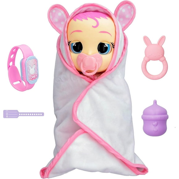Cry Babies Newborn Coney - Interactive Baby Doll with 20+ Baby Sounds, Girls & Kids Age 18M and Up