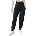 thumbnail image 3 of ClodeEU Women's High Waisted Smocked Waist Jogger Pants,Casual Loose Fit Joggers with Elastic Cuffs Black,Women's Plus XXL, 3 of 9