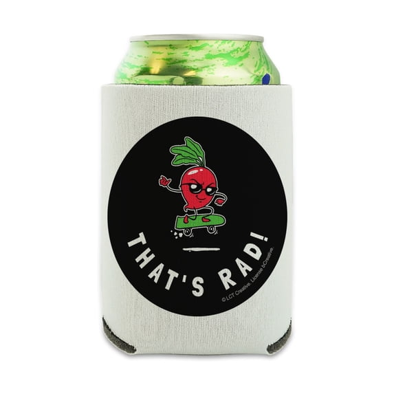 That's Rad Radical Radish Skateboard Funny Humor Can Cooler - Drink Sleeve Hugger Collapsible Insulator - Beverage Insulated Holder