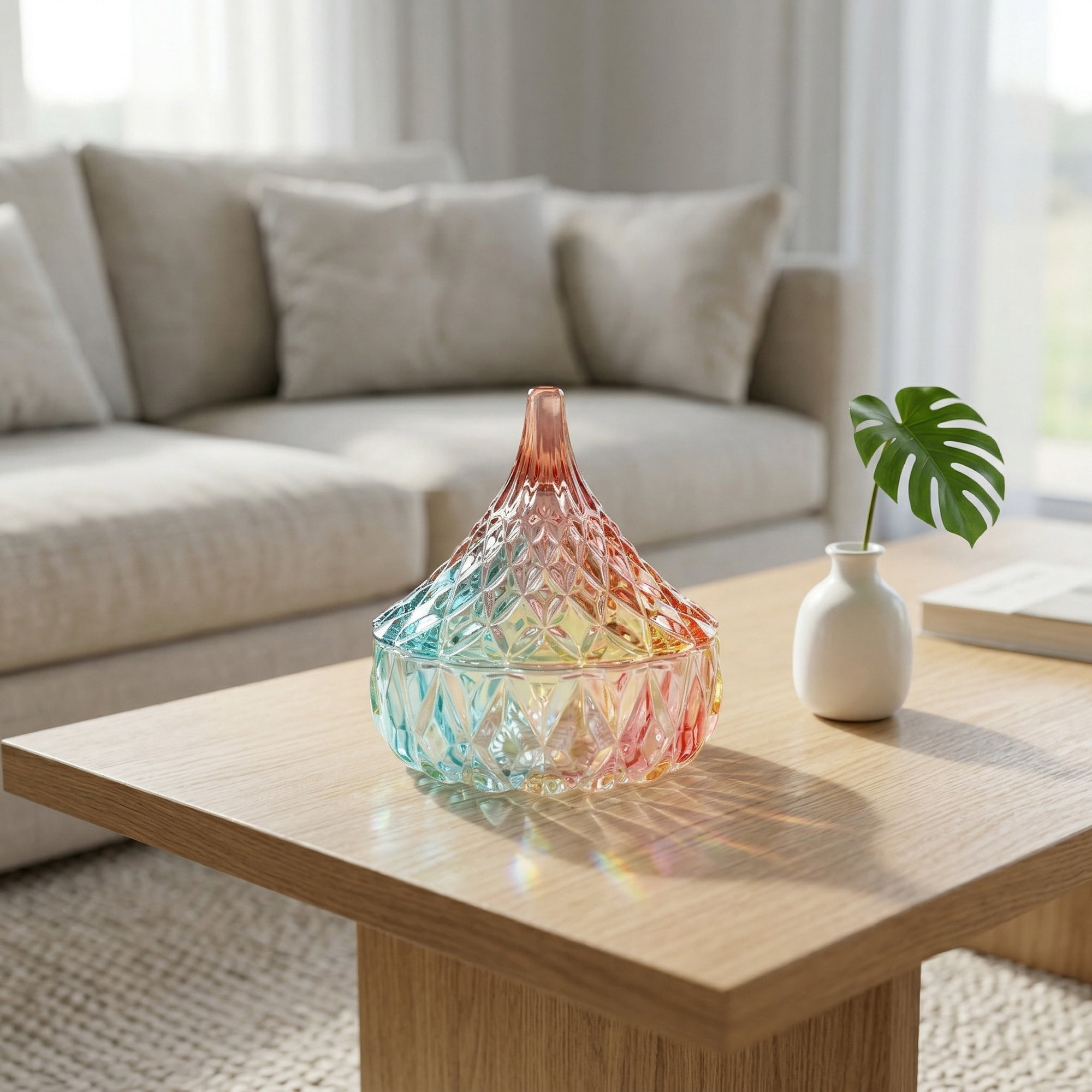 Unique Bargains Crystal Glass Storage Jar with Lid Jewelry Trinket Box Colorful