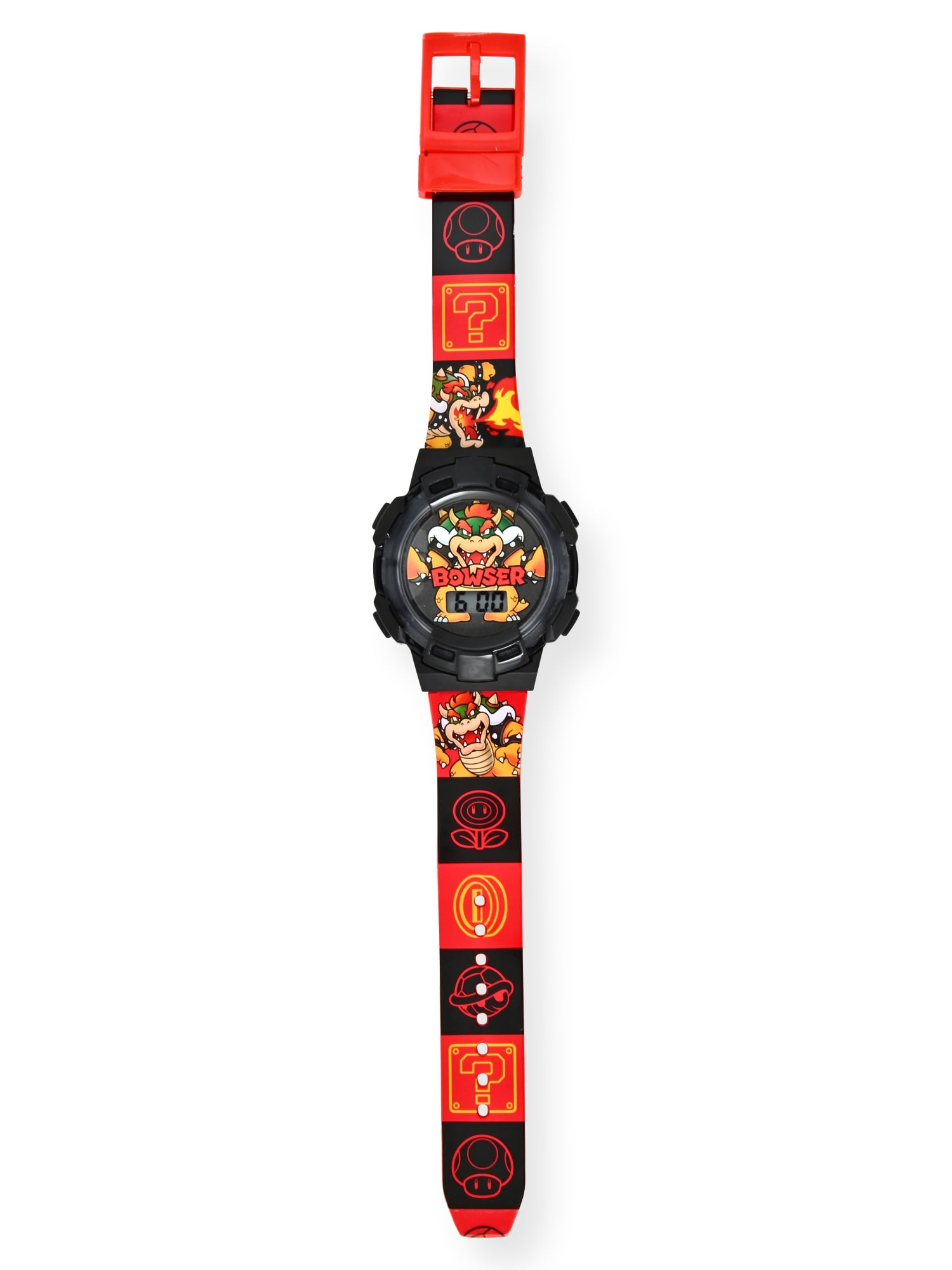 GSM4289WM Mario Kids Flashing Lights LCD Watch with Printed Strap and light up icon