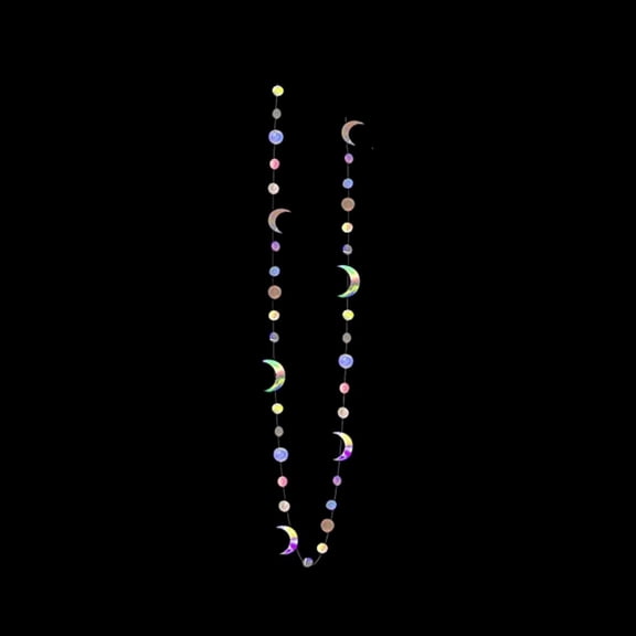 Hanging Wall Decor,Star Moon Circle Dot Garland Decoration Kit Hanging And Streamer Bunting Banner For Kids First Birthday Ramadan EID Baby
