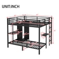 thumbnail image 3 of King over Twin XL Bunk Bed, Metal Bunk Bed Frame with Built-in Wardrobe and Foldable Desk,Space-Saving/Noise Reduced, Black, 3 of 11