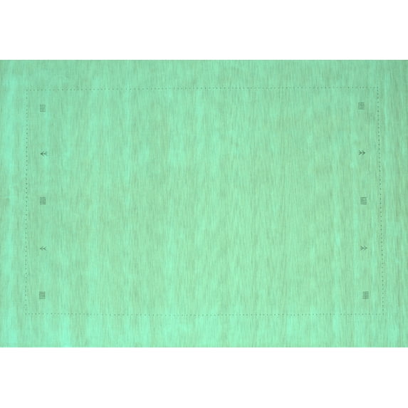 Ahgly Company Machine Washable Indoor Rectangle Solid Turquoise Blue Modern Area Rugs, 3' x 5'