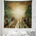 thumbnail image 1 of Spring Tapestry, Coming of the Summer Themed Lake and Blooming Flowers Illustration Wooden Pier, Fabric Wall Hanging Decor for Bedroom Living Room Dorm, 5 Sizes, Multicolor, by Ambesonne, 1 of 1