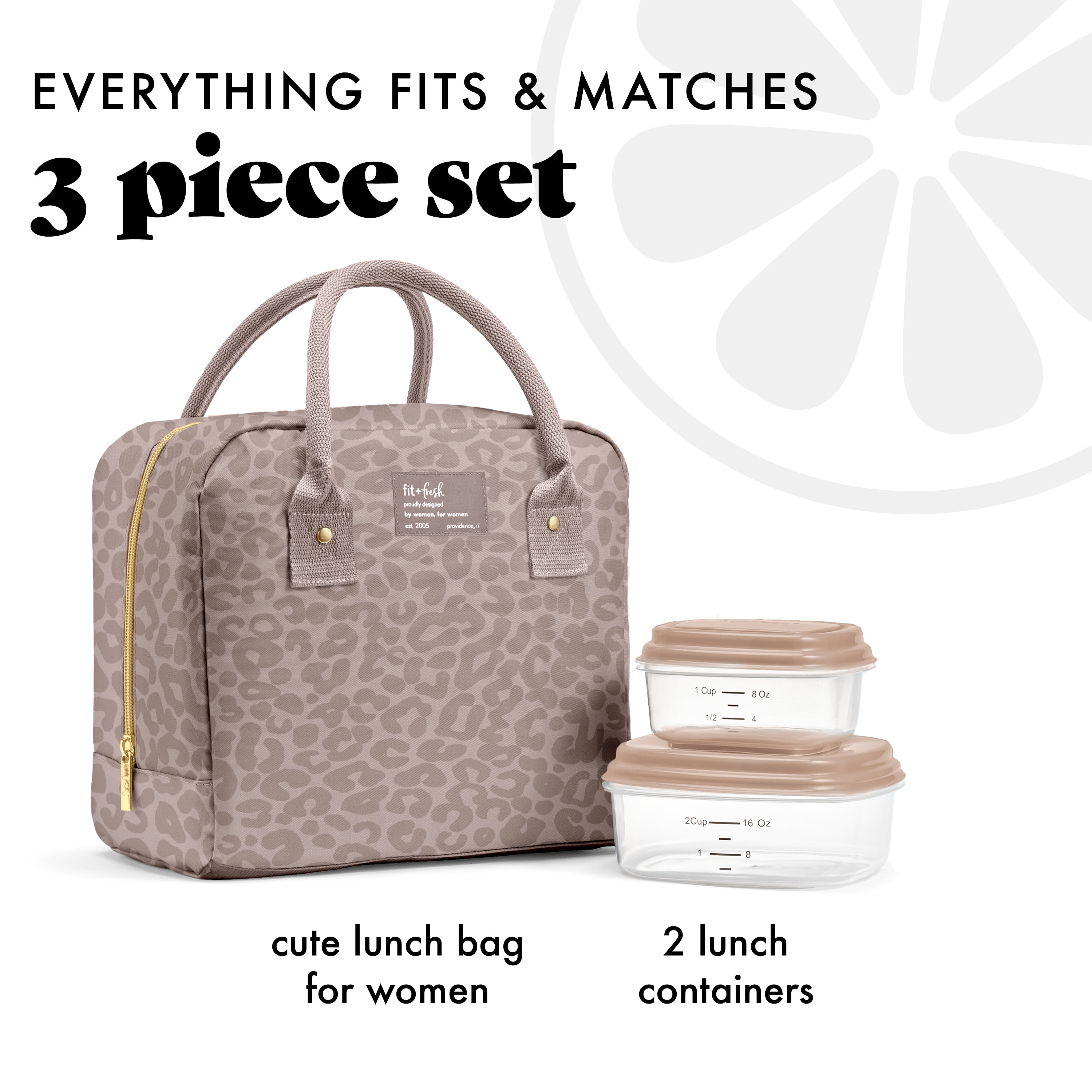 Fit & Fresh 7039CX3829 Bloomington Lunch Bag Kit - Mocha Feline Fine