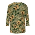 thumbnail image 4 of Women's Tops 3/4 Length Sleeve Shirts 2026 Spring Summer Womens Clothings Basic Tees Fashion Flowers Printed Round Neck Blouses Pullover, 4 of 5