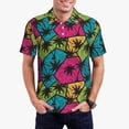 thumbnail image 3 of Balery Hawaii Palms Printed Men’s Short Sleeve Polo Shirt, Midweight Men's Shirt,Golf Polo shirts -4X-Large, 3 of 9