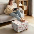 thumbnail image 3 of Xoenoiee Butterfly Rose Flower Print Square Ottoman Cover Storage Ottoman Slipcover Stretch Footrest Stool Covers Breathable Furniture Protectors Spandex Jacquard Fabric, L, 3 of 7