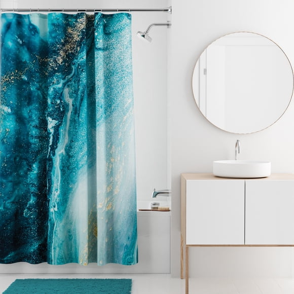 Mainstays Molten 70" x 72" Fabric Shower Curtain and Hooks Set
