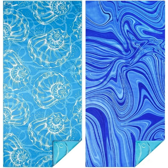 2 Pack Microfiber Beach Towel, 71"x32" Oversized Lightweight Quick Dry Beach Towel, Sand Proof Absorbent Towels for Swimming Pool Camping Beach Accessories Travel Things for Vacation Essentials Gift