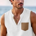 thumbnail image 7 of Xdegoge Sleeveless Cotton Linen Shirts for Men Henley V Neck Tank Tops with Chest Pocket Summer Casual Beach Muscle Tee Lightweight Breathable Holiday Party Tops for Men, 7 of 7