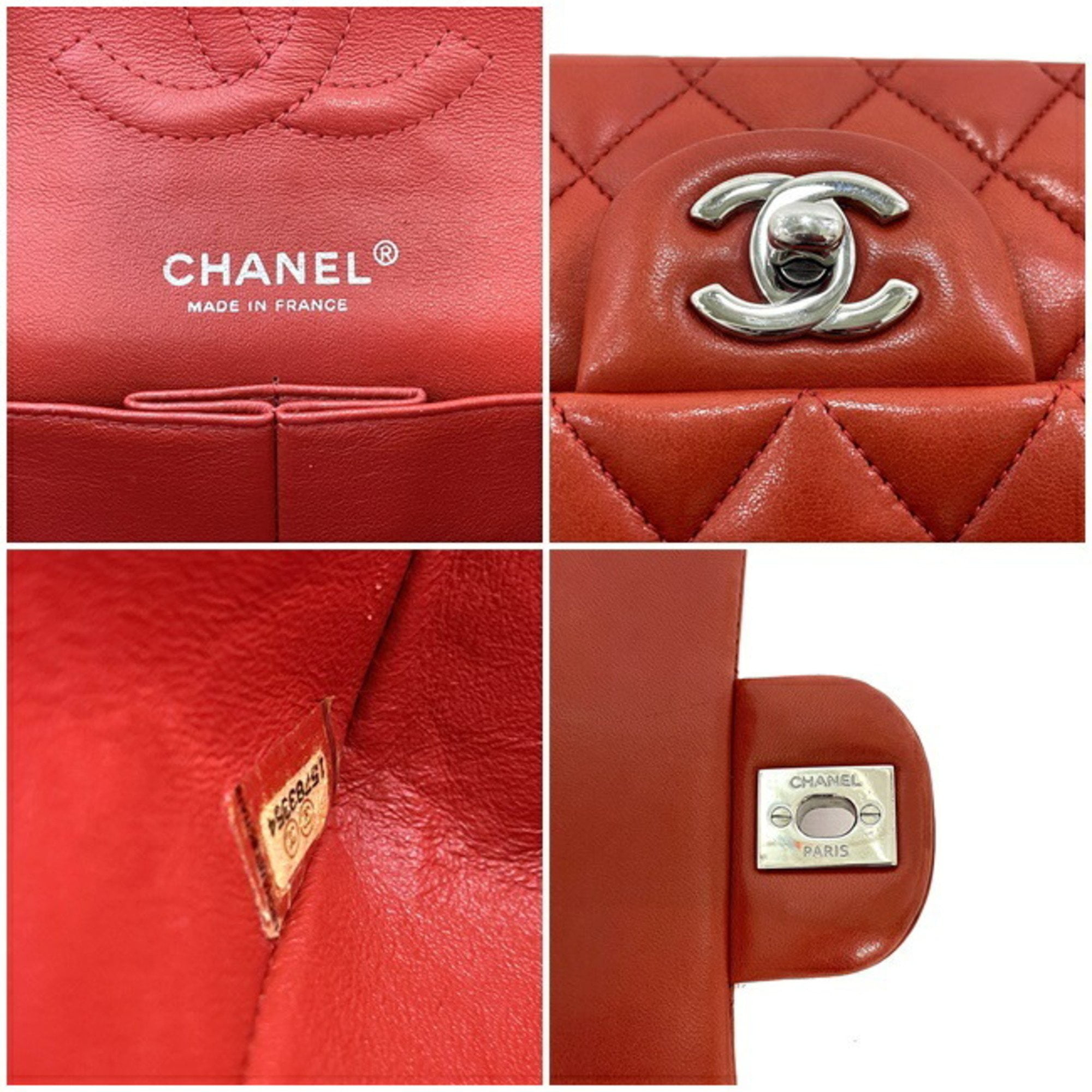 Pre-Owned Chanel Chain Shoulder Bag 25 Red Matrasse A01112 W Flap