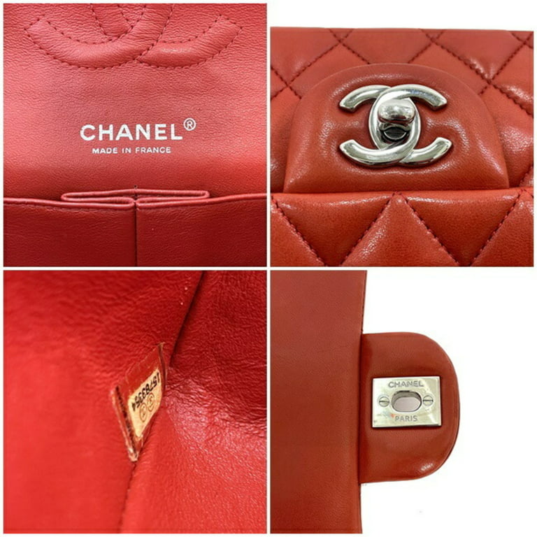 Pre-Owned Chanel Chain Shoulder Bag 25 Red Matrasse A01112 W Flap Leather  Lambskin 15s CHANEL Coco Mark Turn Lock Quilted Double Handbag (Good) 