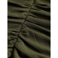 thumbnail image 5 of Army Green Solid Ruched Side Tie Sleeveless A-Line Dress For Women, 5 of 5