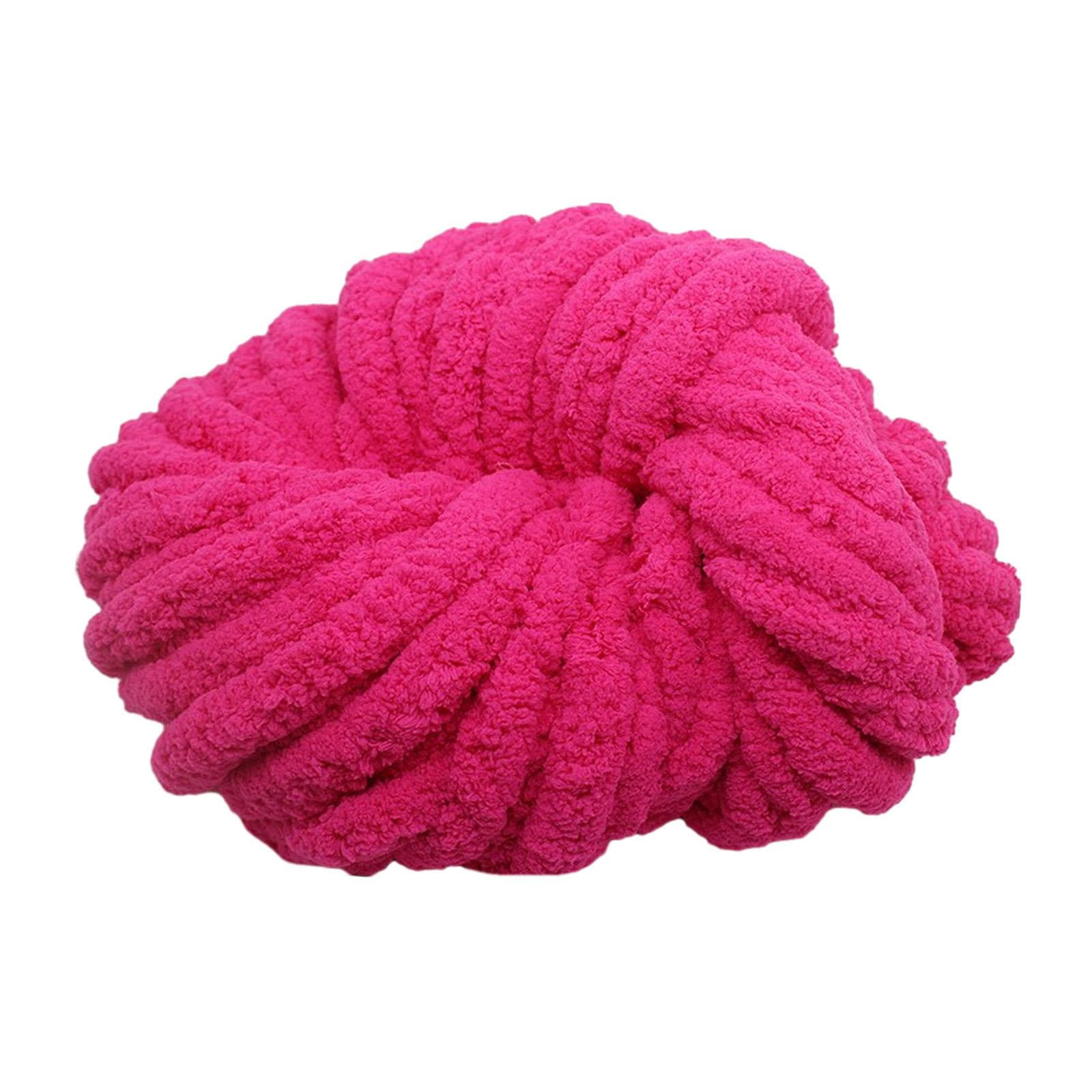 Abbraccia Chunky Chenille Yarn Acrylic Fibers Gauge 7 Jumbo Giant Washable Bulky Yarn Thick Yarn for Sofa Throw Crocheting Hat Blanket Rose Red