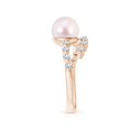thumbnail image 3 of Angara Japanese Akoya Cultured Pearl Solitaire Ring with Diamonds in 14K Rose Gold for Women | June Birthstone Jewelry for Her, 3 of 8