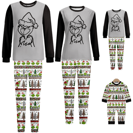 

Matching Family Christmas Pajamas Sleepwear Set Merry Christmas Printed Baby-Kids-Adult-Pet Size 2 Pieces Top and Pants Bodysuits Xmas PJS Sleepwear