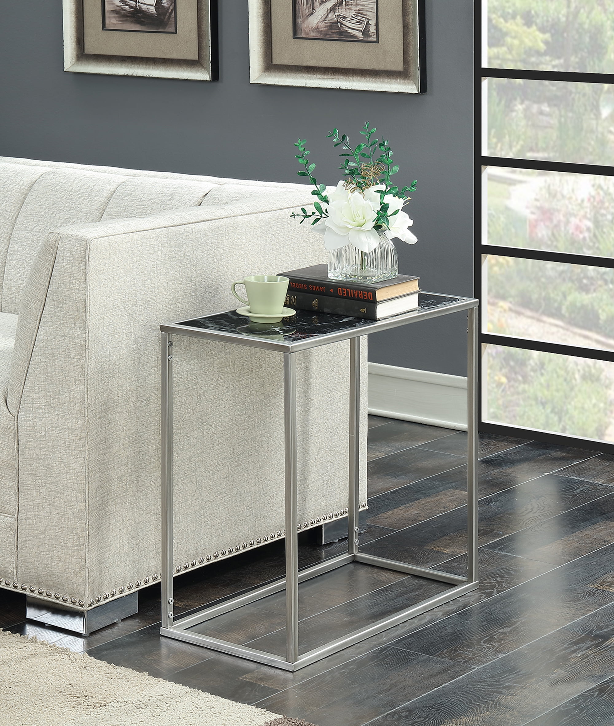 Convenience Concepts Gold Coast Faux Marble Chairside Table