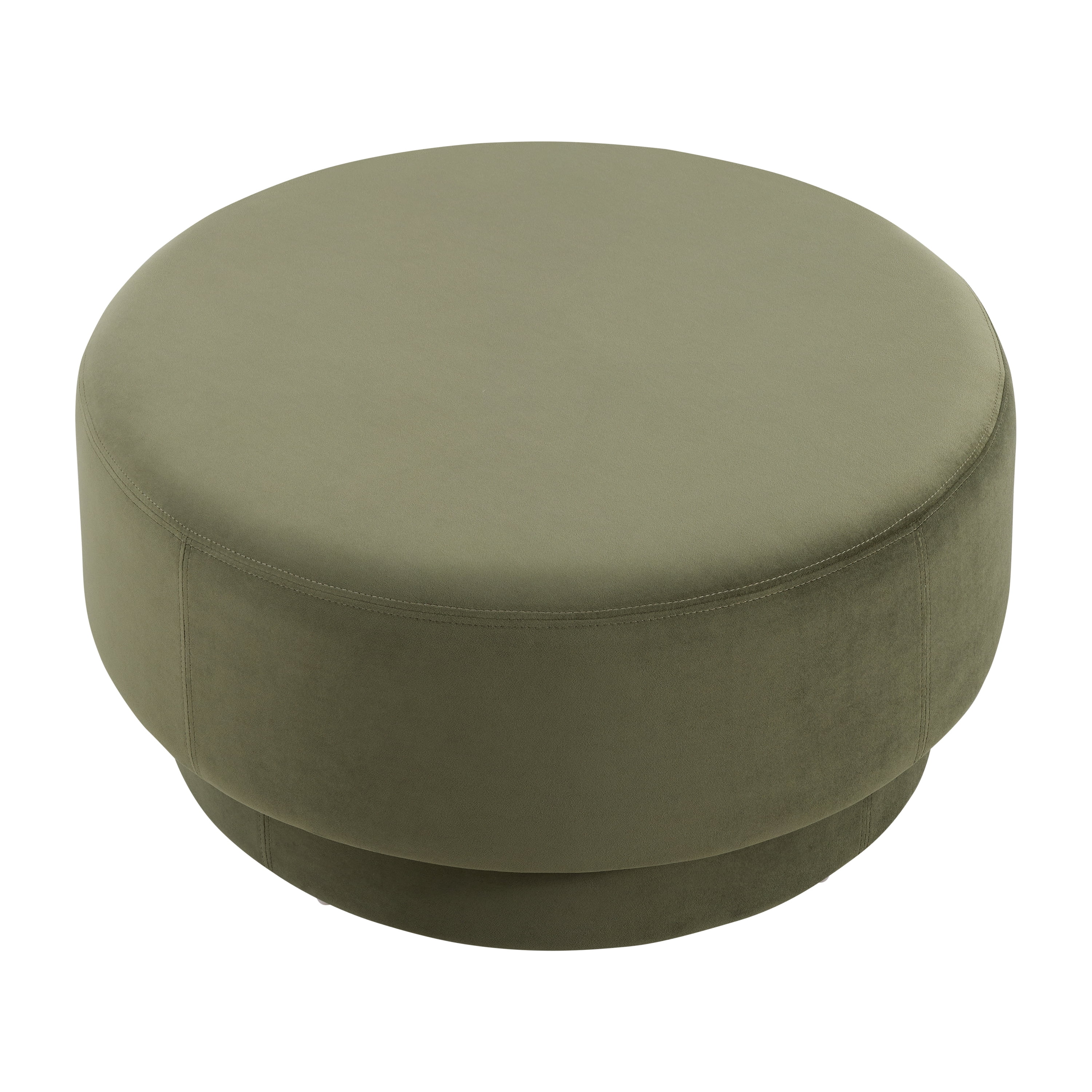 Euroco 33" Round Ottoman Coffee Table, Modern Faux Leather Upholstered Footrest for Living Room,Green