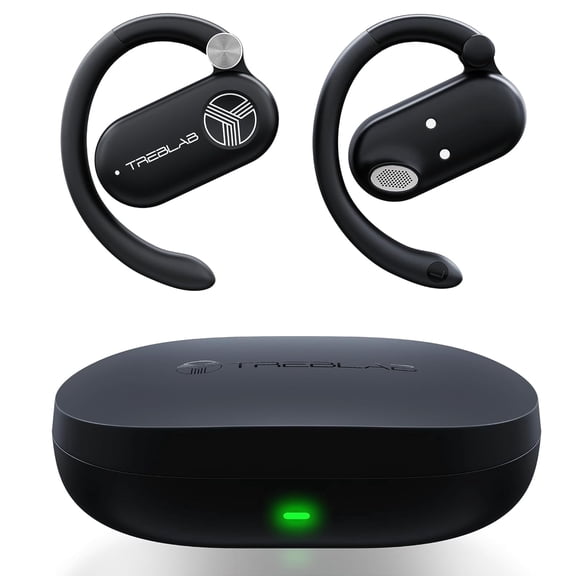 Restored TREBLAB X-Open - True Open Ear Wireless Earbuds, Lightweight Comfort, Behind-Ear Fit, Immersive Sound, Dual Mic for Calls, 40H Playtime, Bluetooth Headphones Open Ear for (Refurbished)