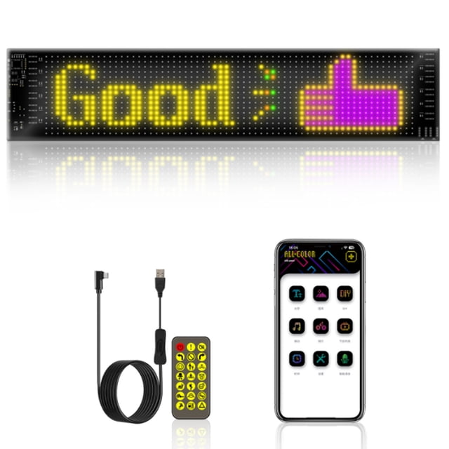 LED Matrix Panel Portable BT Flexible Display Full-Color In-Car Advertising Screen APP Control IP65 Waterproof