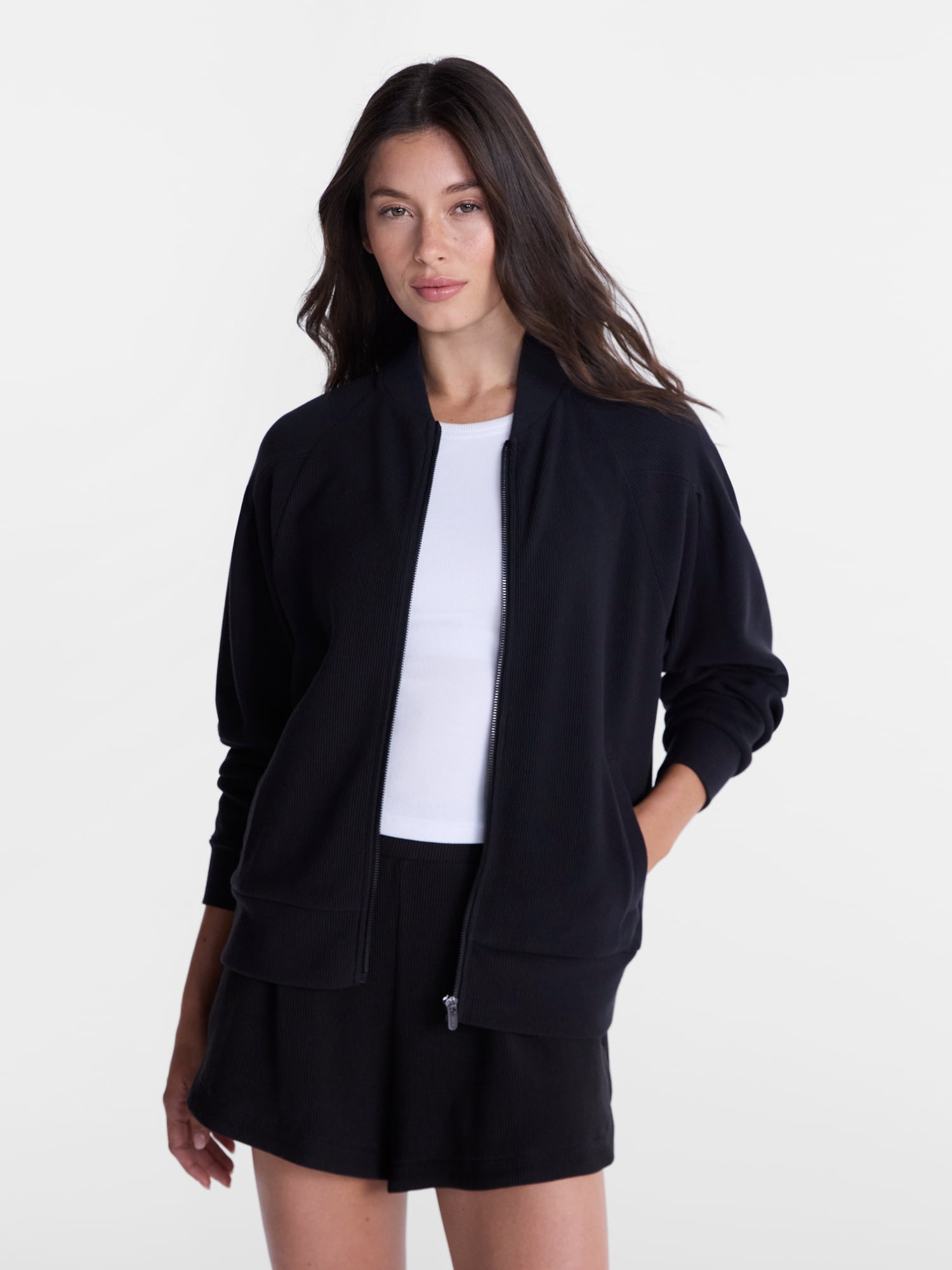 Avia Women's and Women's Plus Ottoman Full Zip Bomber Jacket, Sizes XS-4X