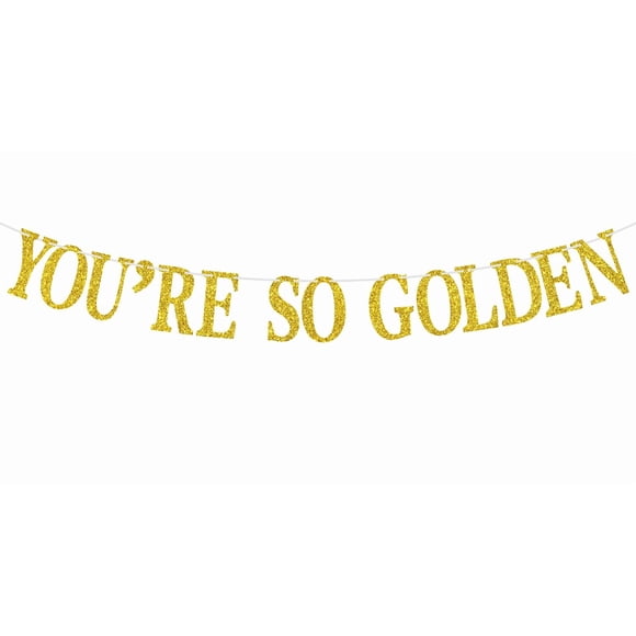 Banner de cumpleaños dorado con brillo Tivurcia You're So Golden