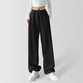 thumbnail image 2 of Ladies' High Waisted Wide Leg Sweatpants - Polyester Fabric - Casual Straight Leg Design, 2 of 7