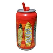 12 Ounce Cool Gear Spill Proof Insulated Can with Slide Top Twist-Off Lid (Red Surf Board)