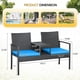 thumbnail image 4 of WLXIANG Patio Conversation Sets Outdoor Loveseat with Built-in Table & Cushions Wicker Patio Furniture Porch Chairs Bench for Lawn, Backyard, Balcony (Blue), 4 of 8
