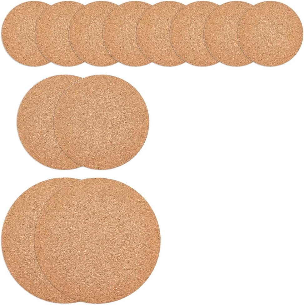 12PCS Cork Plant Mat 3 Sizes Cork Plant Coasters Round Brown Absorbent