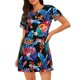 thumbnail image 1 of Balery Tropical Palm Leaves Camisón de manga corta con cuello redondo para mujer, cómodo y elegante., 1 of 6