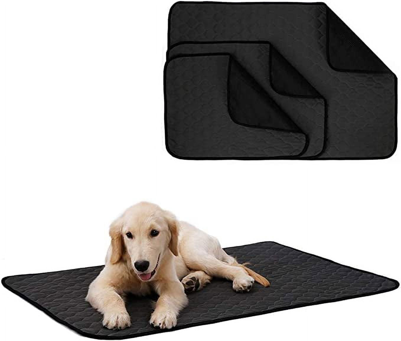 Pet Pee Pad, Dog Washable Training Blanket Absorbent Mat for Puppy Small Medium Large Dog (L, Black)