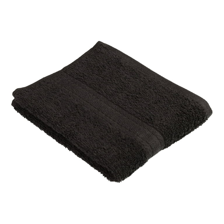 Mainstays Performance Solid Washcloth, 12 x 12, Rich Black 