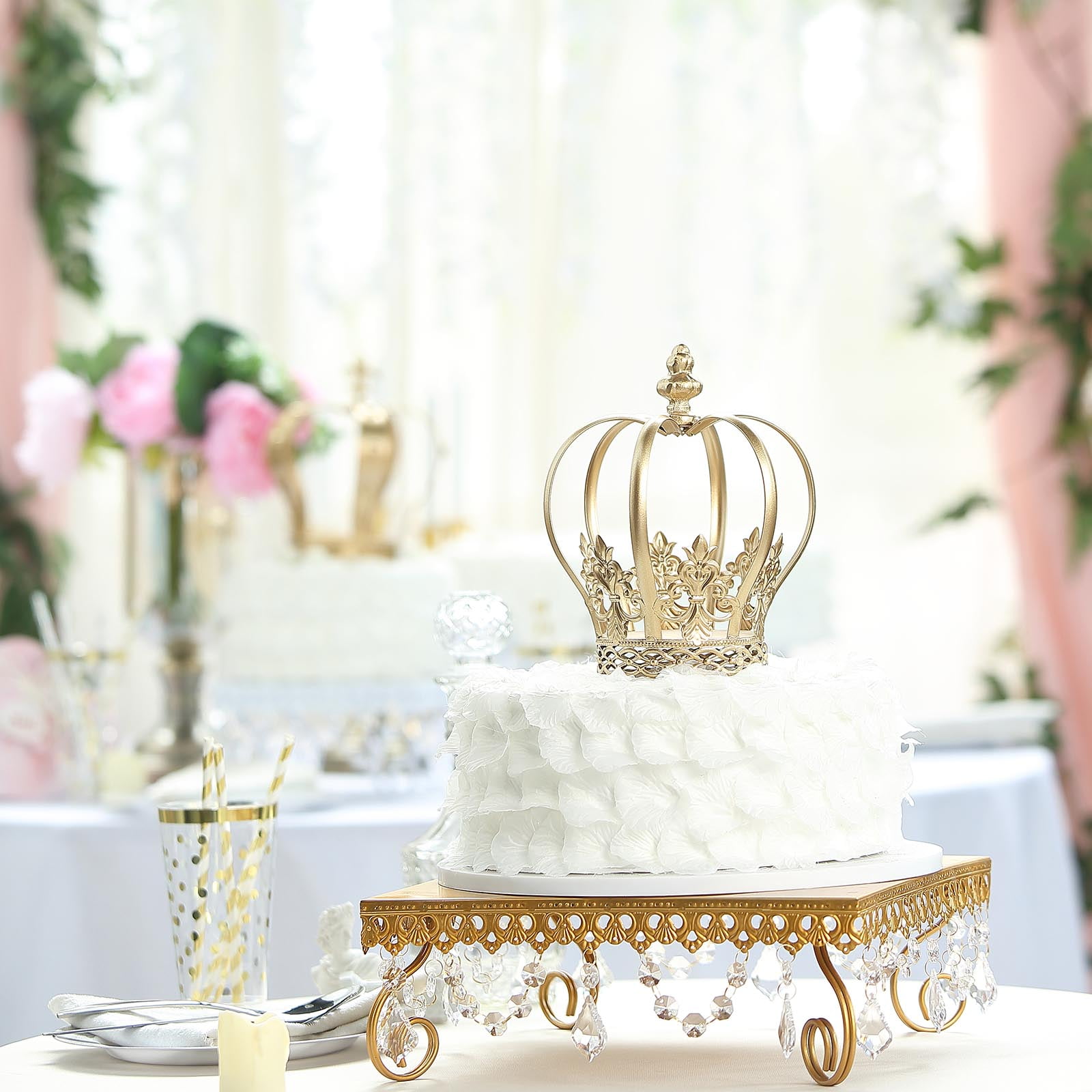  BalsaCircle 4-Inch wide Rose Gold Metal Crown Cake