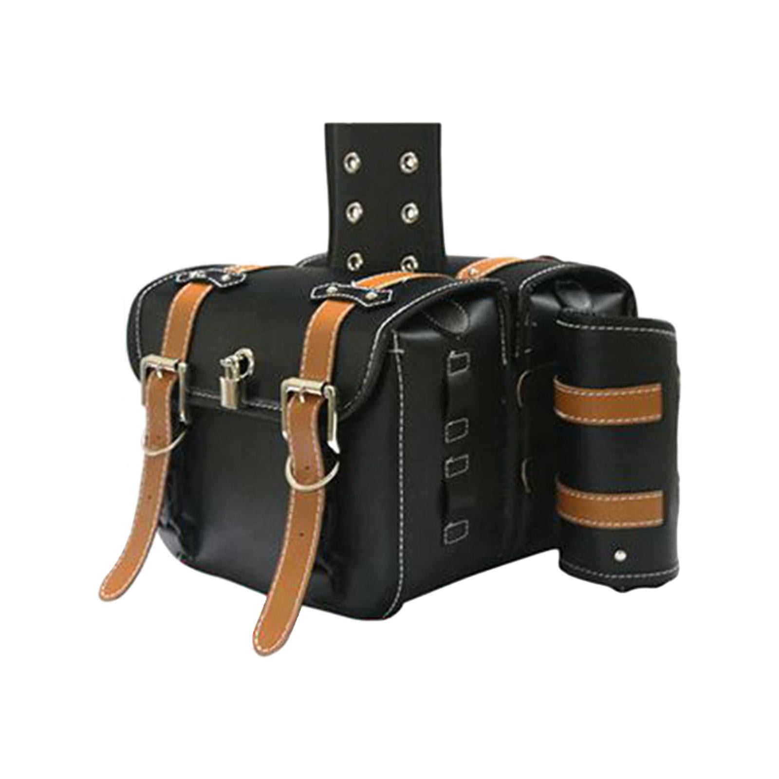 Motorcycle Saddlebags Side Pannier Tool Bag Leather Pouch Panniers