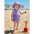thumbnail image 5 of BemeyourBBs Toddler Baby Girl 3 Piece Swimsuit Set Summer Beach Swimwear Infant Bathing Suit Sleeveless Eyelet Ruffle Bikini Tops Bottoms and Sun Hat, 5 of 9