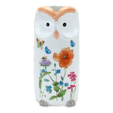 Floral Owl Planter (Set of 2) 4.5"D x 9.5"H Terra Cotta