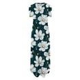 thumbnail image 5 of asdoklhq Mumu Dresses for Women Dresses Summer Casual Flower Print Rounk Neck Short Sleeve Pockets Printing Long Dress Green XL, 5 of 5