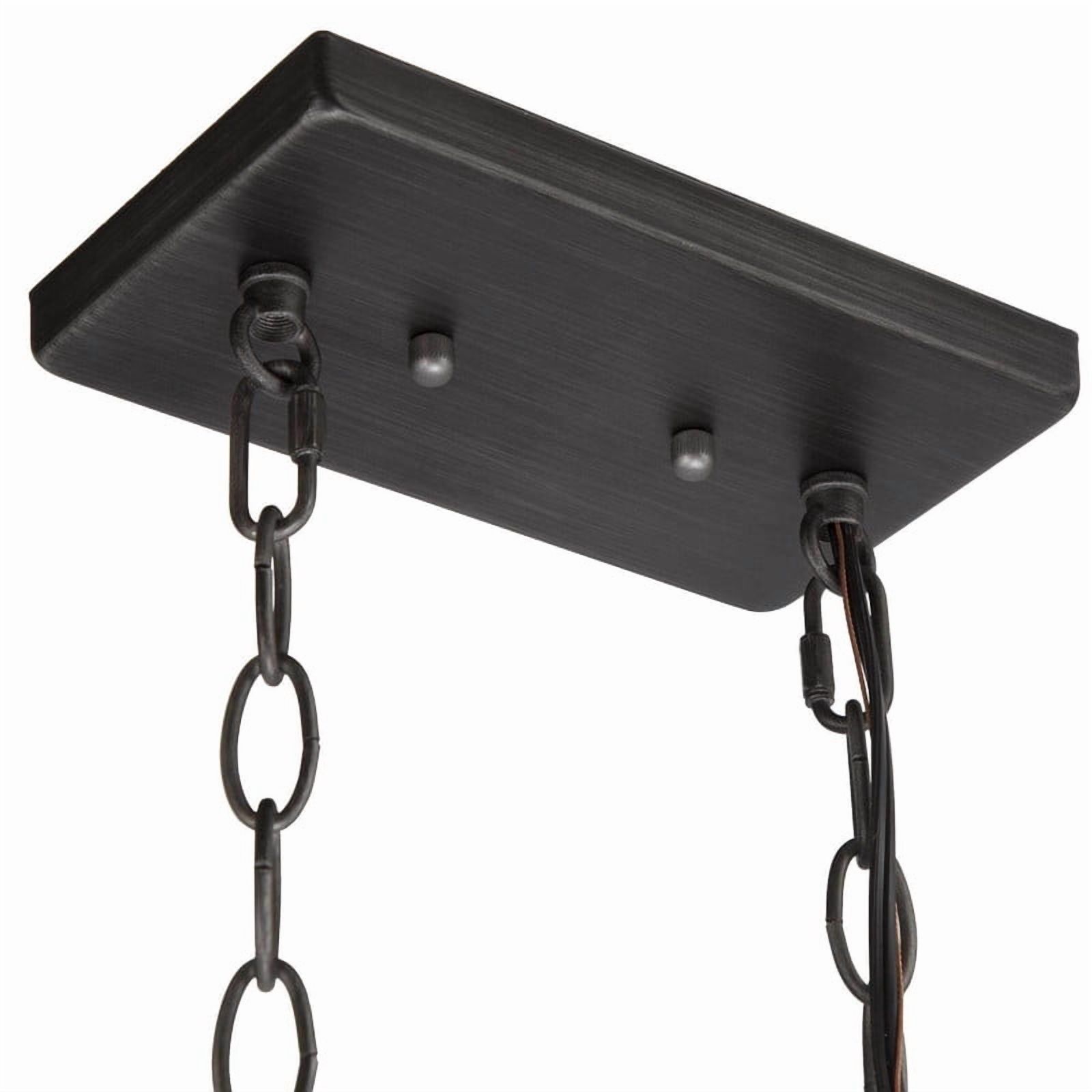 LNC Musleisynin 5-Light Linear Island Light with Faux Wood Accents and Brushed Silver Frame