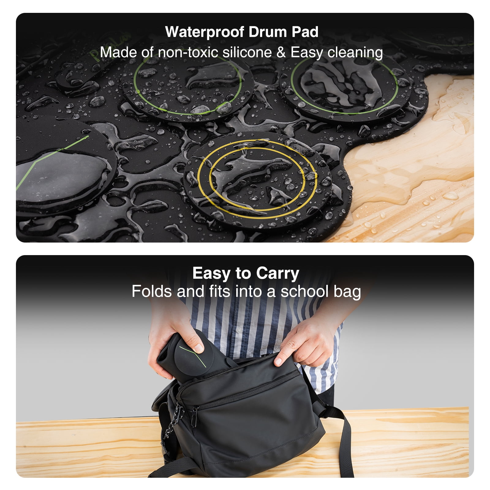 POGOLAB Electronic Drum Set, 7 Pads Roll Up Electric Drum Pad with Wireless Function, Portable Rechargeable Midi Drum Kit with Speaker/Pedals/Headphone Jack, Great Holiday Gift for Beginner