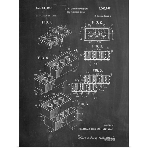 Great BIG Canvas | Rolled Cole Borders Poster Print entitled Toy Brick - Black