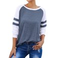 thumbnail image 4 of Blouse à Manches Longues Col Rond Rayé Colorblock pour Femmes, 4 of 10