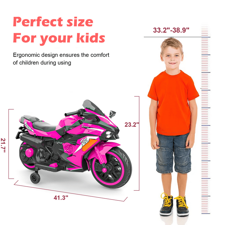 Nexwills 12V Kids Ride on Motorcycle, 2 Wheels Motorbike for