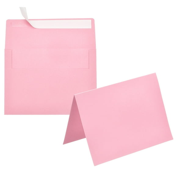 Uxcell 50 Pack Pink 5x7 Envelopes with Cards Self Seal A7 Envelopes for Greeting Cards and Invitations