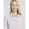 thumbnail image 4 of Time And Tru Women's and Women's Plus Linen Oversized Shirt with Long-Sleeves, Sizes XS-4X, 4 of 5
